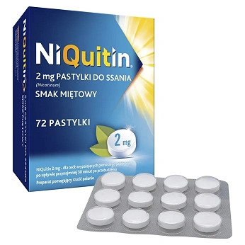 NiQuitin, pastylki do ssania wspomagające rzucenie palenia, 72 szt.