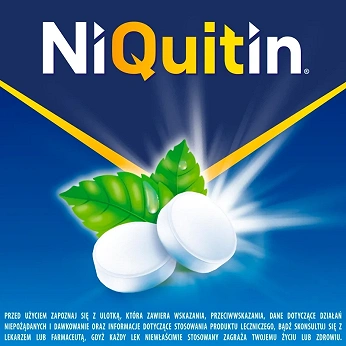 NiQuitin, pastylki do ssania pomagające rzucić palenie o smaku miętowym, 72 szt.