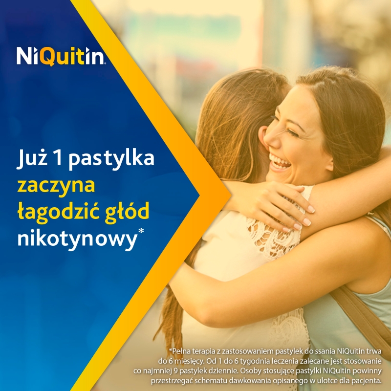 NiQuitin, pastylki do ssania pomagające rzucić palenie o smaku miętowym, 72 szt.