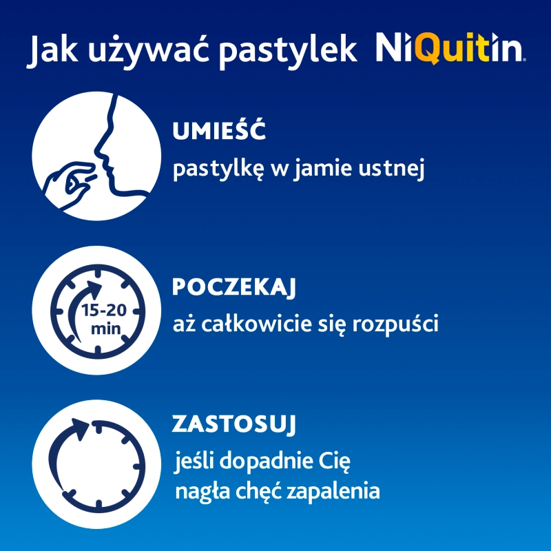 NiQuitin, pastylki do ssania pomagające rzucić palenie o smaku miętowym, 72 szt.