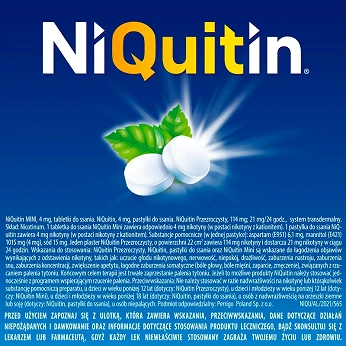 NiQuitin, pastylki do ssania pomagające rzucić palenie o smaku miętowym, 72 szt.