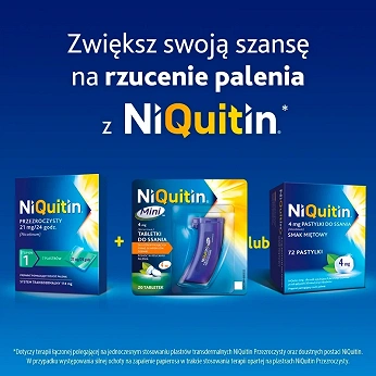 NiQuitin, pastylki do ssania pomagające rzucić palenie o smaku miętowym, 72 szt.