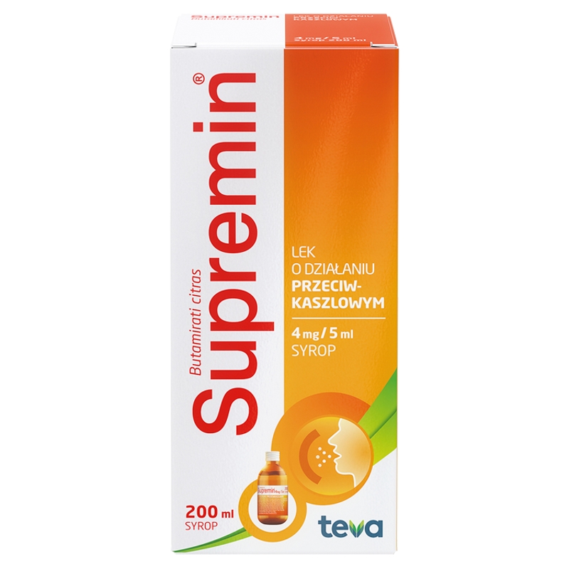 Supremin, syrop na ostry, suchy kaszel, butelka 200 ml