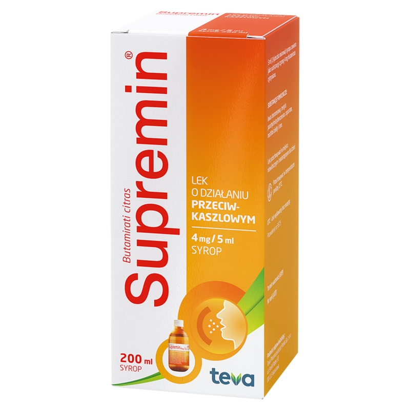 Supremin, syrop na ostry, suchy kaszel, butelka 200 ml