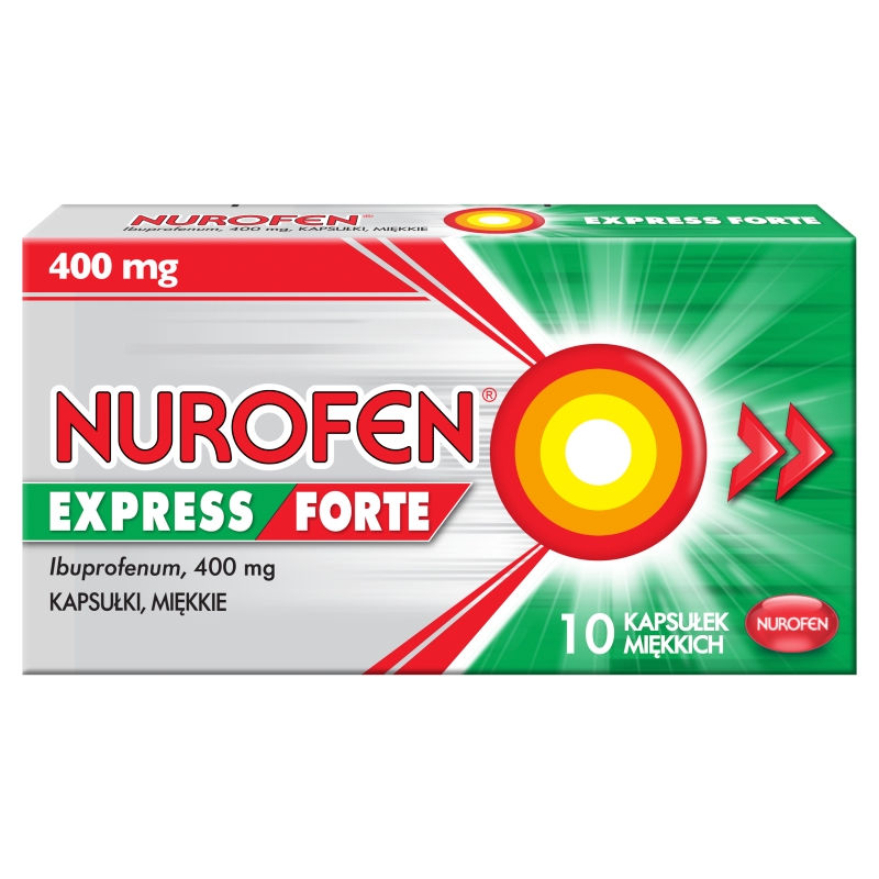 Nurofen Express Forte kapsułki na ból różnego pochodzenia o nasileniu słabym i umiarkowanym, 10 szt.