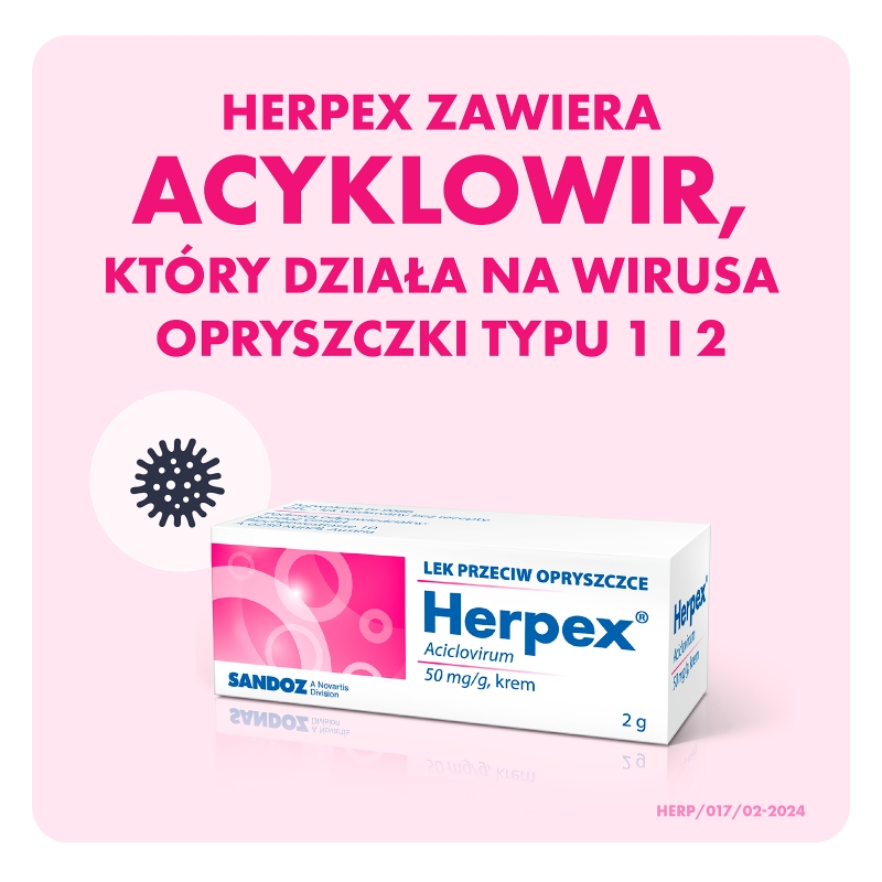 Herpex, krem przeciwwirusowy na opryszczkę, 2 g