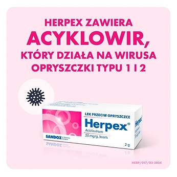 Herpex, krem przeciwwirusowy na opryszczkę, 2 g