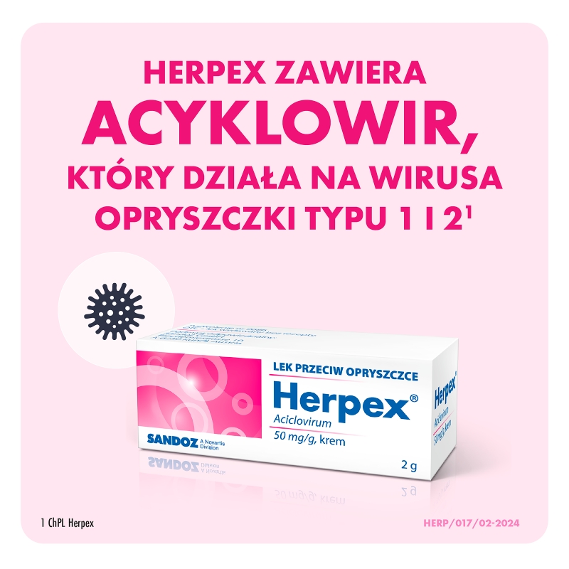 Herpex, krem przeciwwirusowy na opryszczkę, 2 g