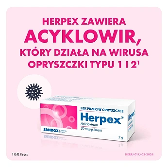 Herpex, krem przeciwwirusowy na opryszczkę, 2 g