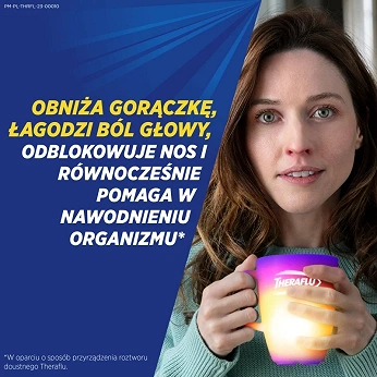 Theraflu Zatoki, proszek udrażniający nos i zatoki, przeciwgorączkowy, 14 sasz.