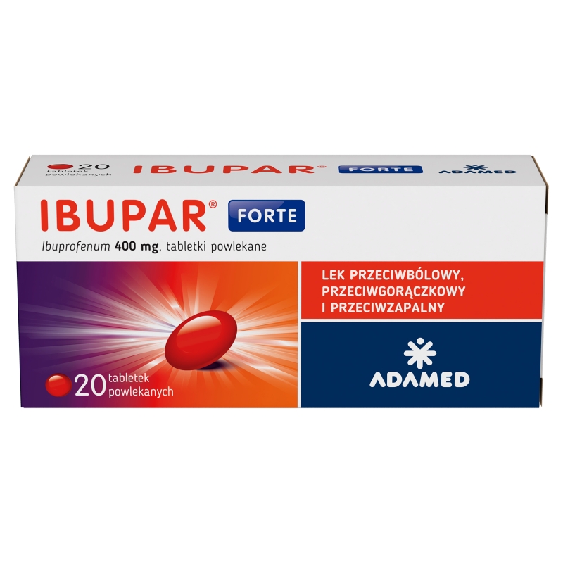 Ibupar Forte 400 mg, tabletki przeciwzapalne, przeciwbólowe, przeciwgorączkowe, 20 szt.