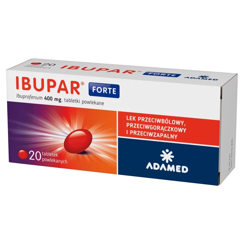 Ibupar Forte 400 mg, tabletki przeciwzapalne, przeciwbólowe, przeciwgorączkowe, 20 szt.