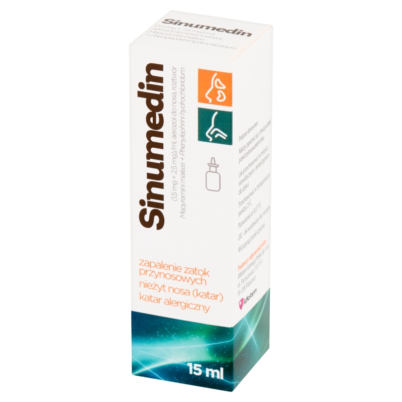 Sinumedin , aerozol do nosa na zapalenia zatok, katar, również alergiczny, 15 ml