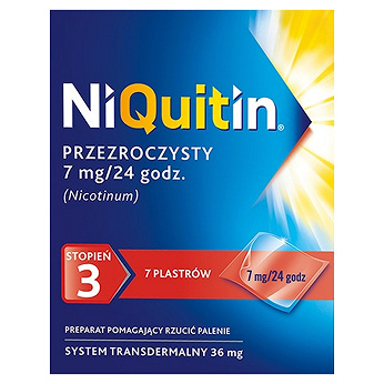 NiQuitin, przezroczyste plastry transdermalne wspomagające rzucenie palenia, 7 szt.