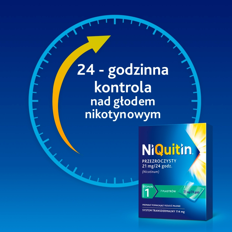 NiQuitin, plastry transdermalne wspomagające rzucenie palenia, 7 szt.