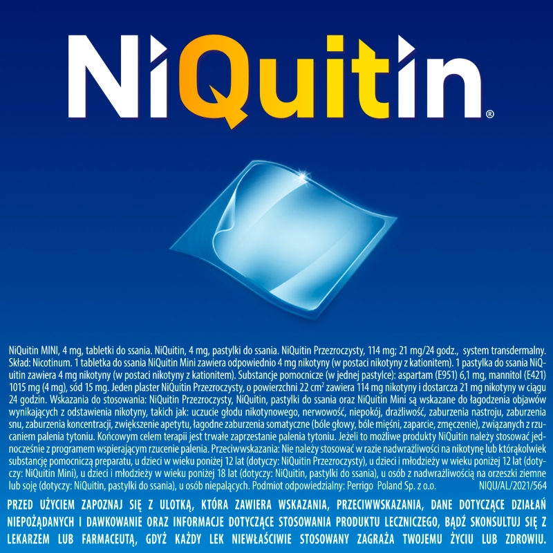 NiQuitin, plastry transdermalne wspomagające rzucenie palenia, 7 szt.