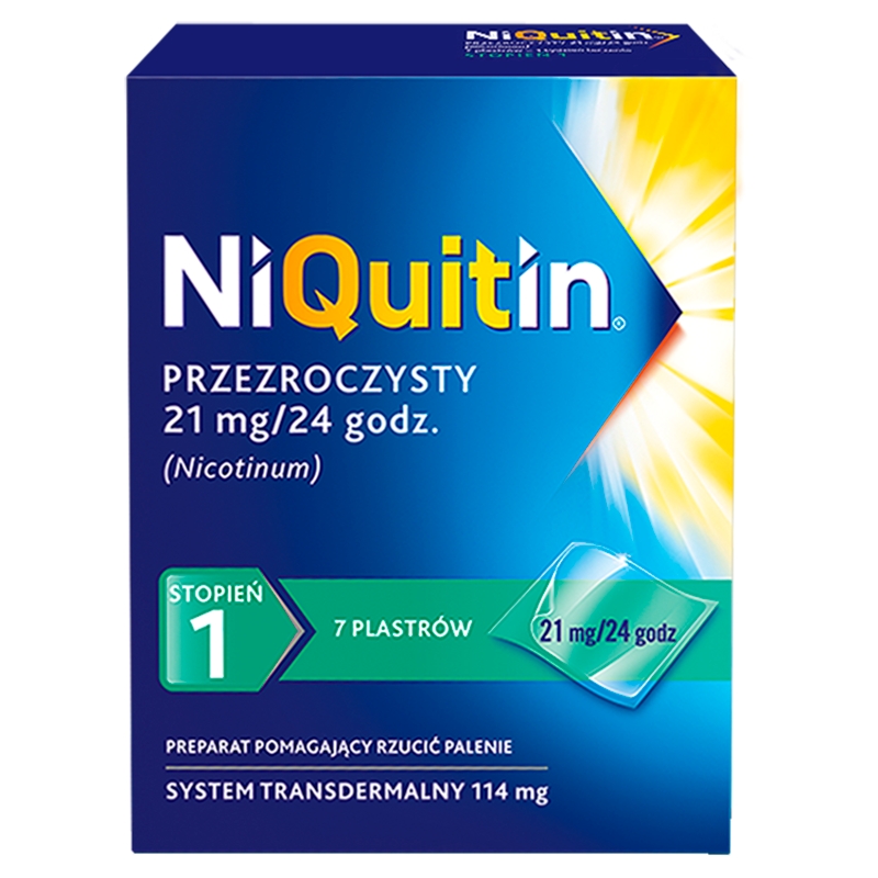 NiQuitin plastry transdermalne wspomagające rzucenie palenia, 7 szt.