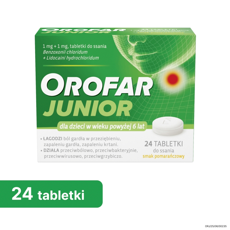 Orofar Junior, tabletki, 24 szt. KRÓTKA DATA 31.08.2026