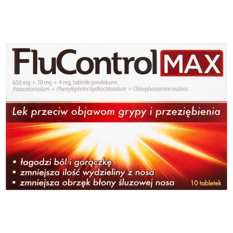 FluControl MAX, tabletki na objawy przeziębienia i grypy, 10 szt.
