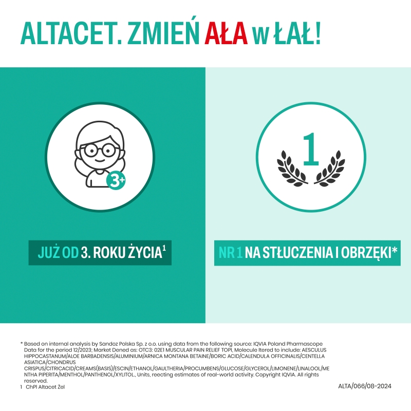 Altacet, żel na obrzęk po stłuczeniach tkanek i stawów, tuba 75 g