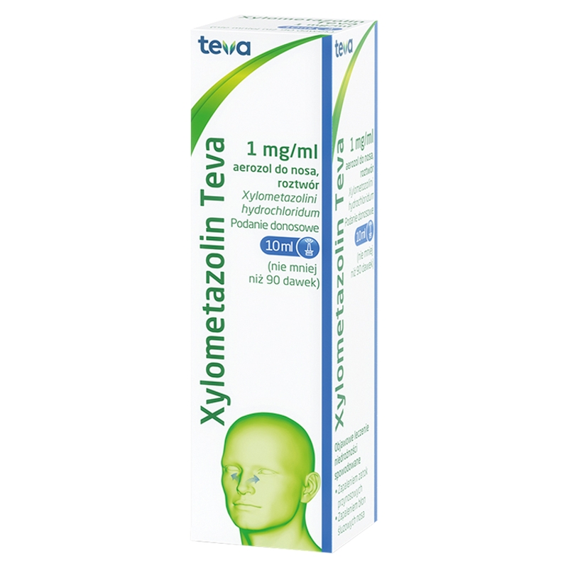 Xylometazolin Teva, aerozol na zapalną niedrożność nosa, butelka 10 ml