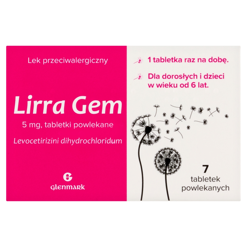 Lirra Gem tabletki na alergiczne zapalenie błony śluzowej nosa, 7 szt.