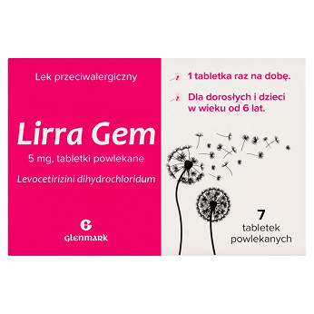 Lirra Gem, tabletki na alergiczne zapalenie błony śluzowej nosa, 7 szt.