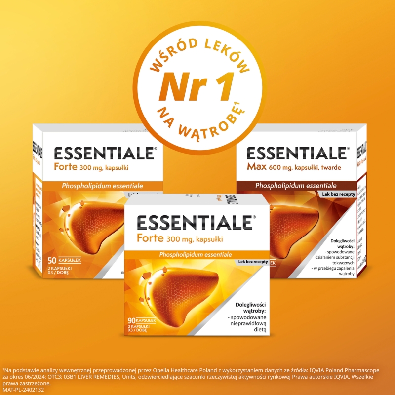 Essentiale Max, kapsułki roślinne na choroby wątroby, 30 szt.
