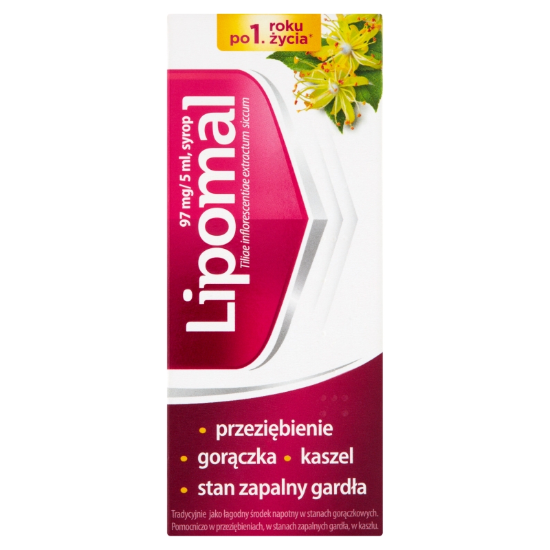 Lipomal syrop na przeziębienie, gorączkę i stany zapalne gardła, butelka 125 ml