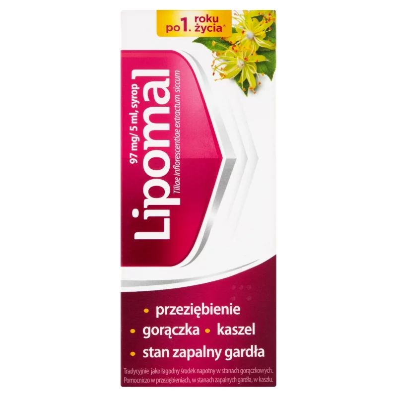 Lipomal, syrop na przeziębienie, gorączkę i stany zapalne gardła, butelka 125 ml