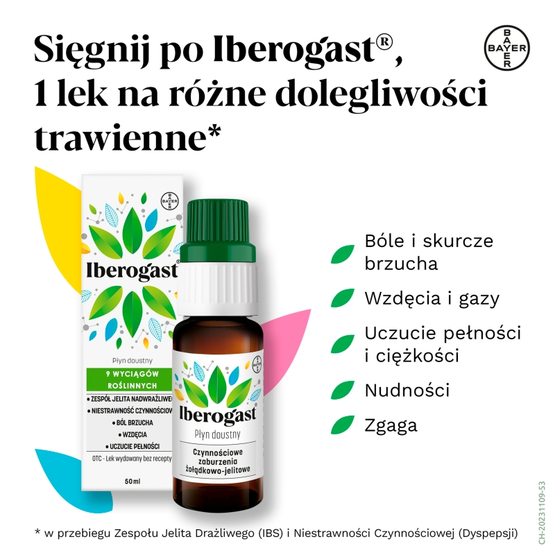 Iberogast, płyn na zaburzenia żołądkowo-jelitowe, butelka 50 ml