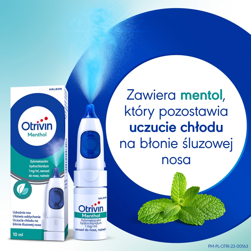 Otrivin Menthol, aerozol udrażniający nos i ułatwiający oddychanie, butelka 10 ml