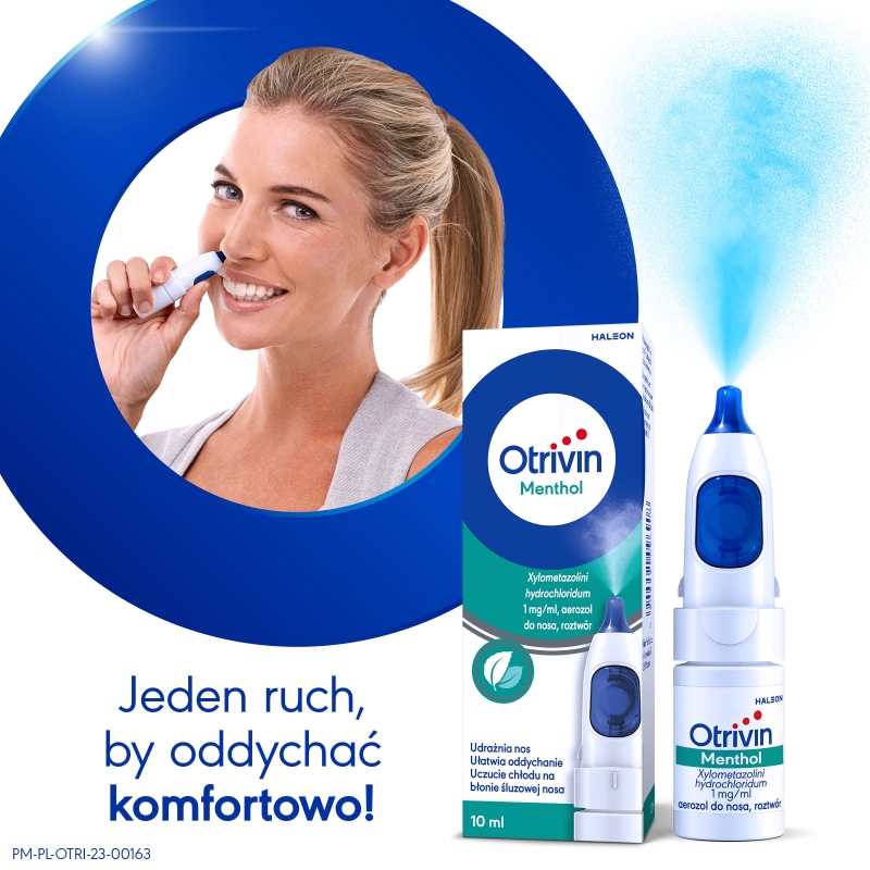 Otrivin Menthol, aerozol udrażniający nos i ułatwiający oddychanie, butelka 10 ml