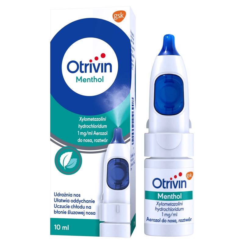 Otrivin Menthol, aerozol udrażniający nos i ułatwiający oddychanie, butelka 10 ml