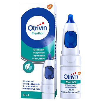 Otrivin Menthol, aerozol udrażniający nos i ułatwiający oddychanie, butelka 10 ml