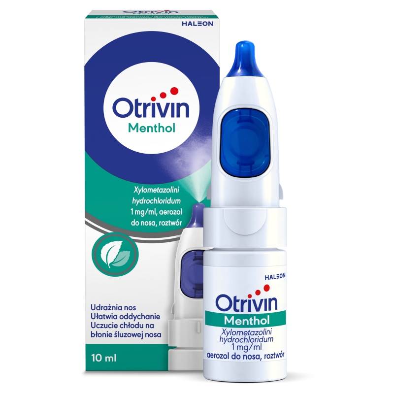 Otrivin Menthol, aerozol udrażniający nos i ułatwiający oddychanie, butelka 10 ml