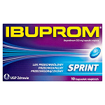Ibuprom Sprint Caps kapsułki przeciwbólowe, przeciwgorączkowe i przeciwzapalne, 10 szt.