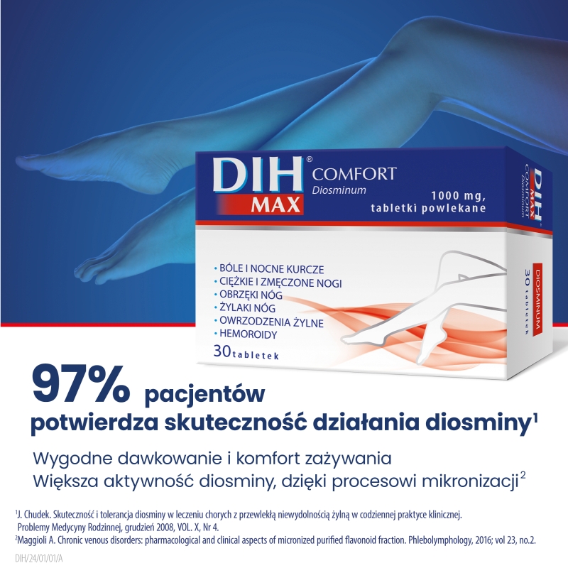 Dih Max Comfort, tabletki eliminujące żylaki i skurcze nóg, 30 szt.