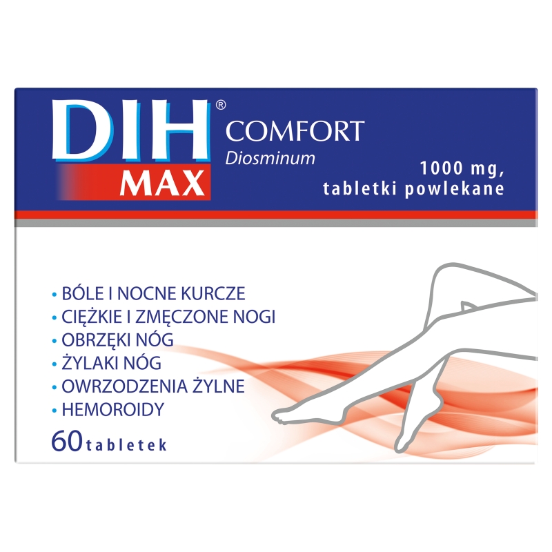 DIH Max Comfort 1000 mg tabletki na bóle i nocne kurcze nóg, 60 szt.