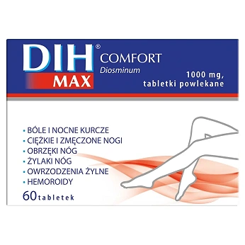 DIH Max Comfort 1000 mg, tabletki na bóle i nocne kurcze nóg, 60 szt.