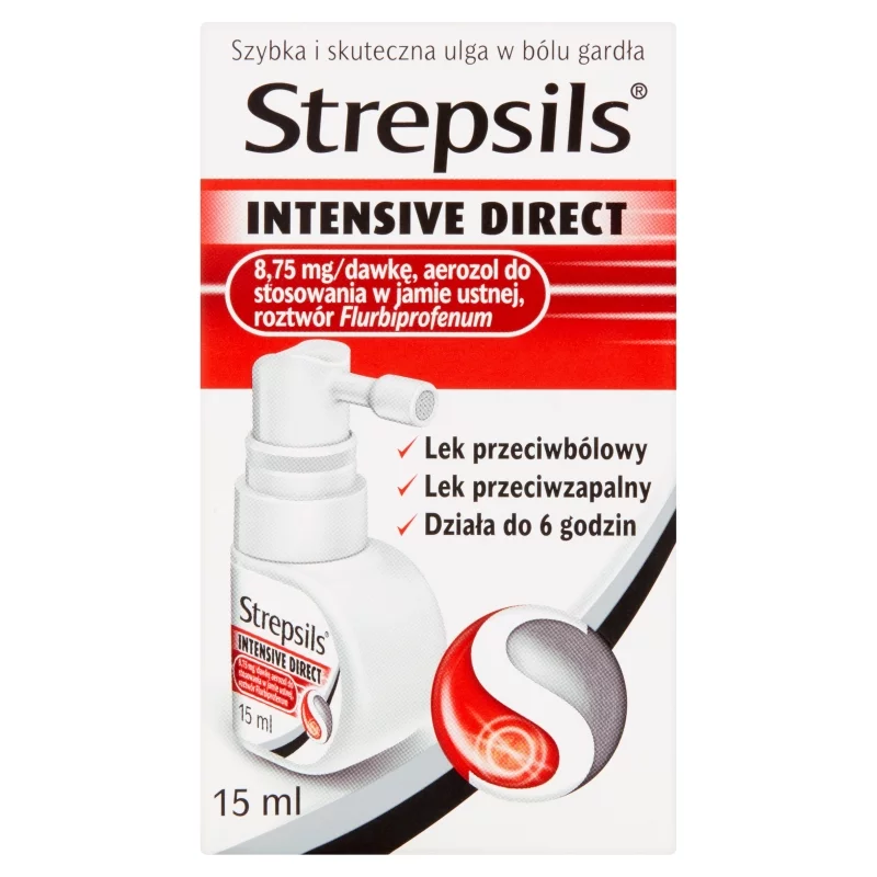 Strepsils Intensive Direct, aerozol na ból gardła, butelka 15 ml