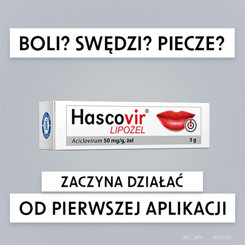Hascovir Lipożel, żel na opryszczkę wargową, tuba 3 g