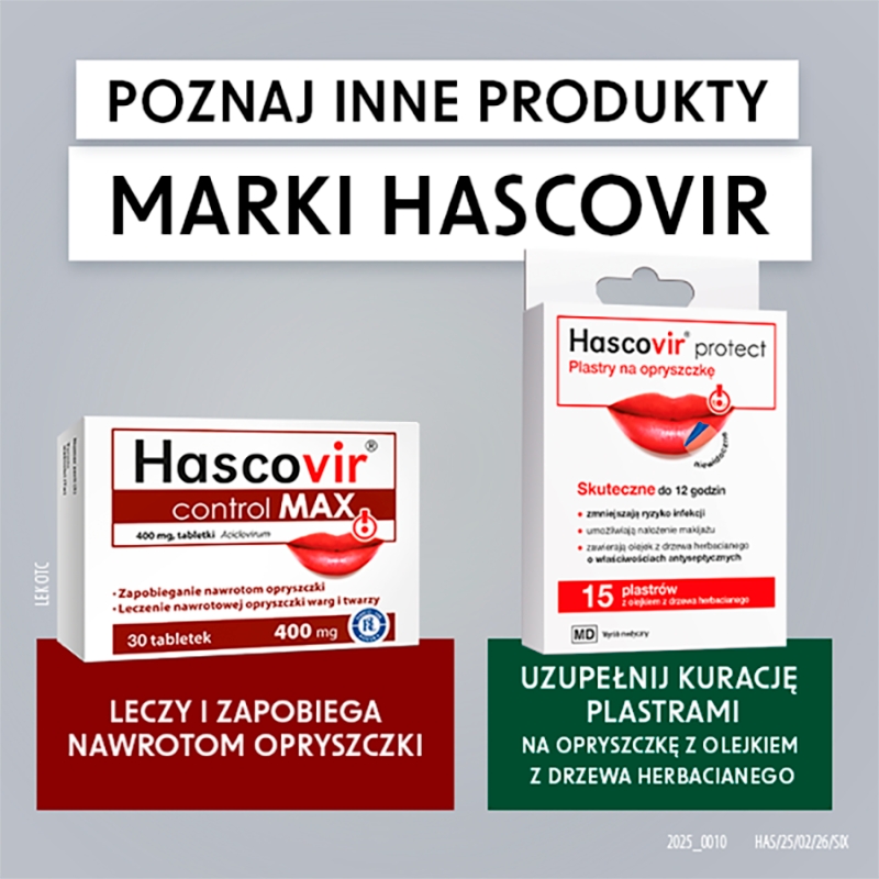 Hascovir Lipożel, żel na opryszczkę wargową, tuba 3 g