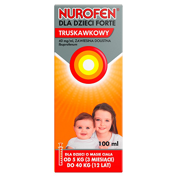 Nurofen Forte dla dzieci, zawiesina o smaku truskawkowym, 100 ml