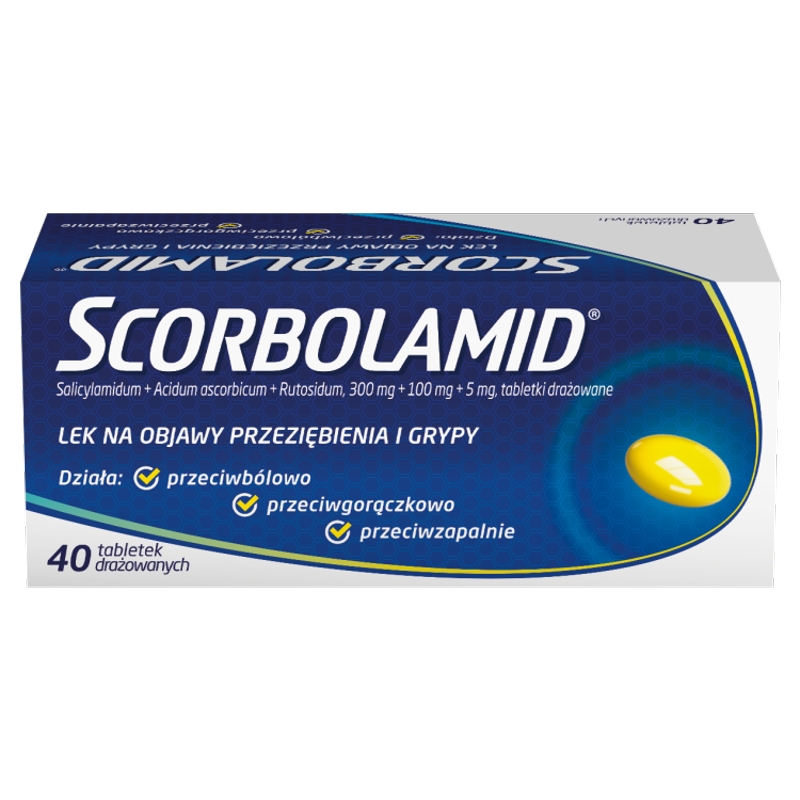 Scorbolamid, tabletki na gorączkę i ból związany z przeziębieniem, 40 szt.