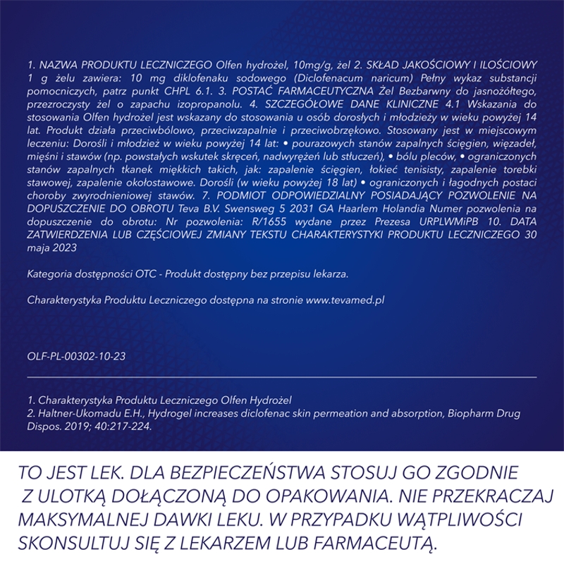 Olfen hydrożel 1%, przeciwzapalny, 100 g