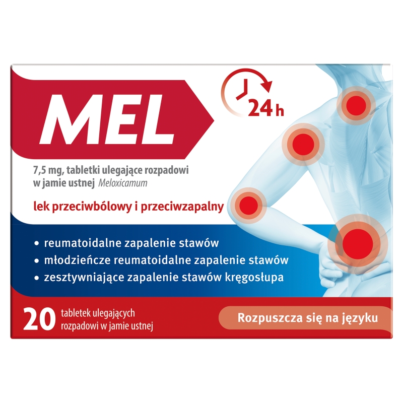 Mel, tabletki przeciwzapalne, przeciwbólowe, przeciwgorączkowe, 20 szt.