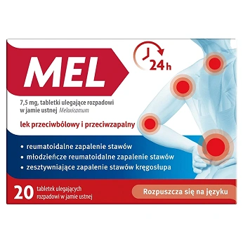 Mel, tabletki przeciwzapalne, przeciwbólowe, przeciwgorączkowe, 20 szt.
