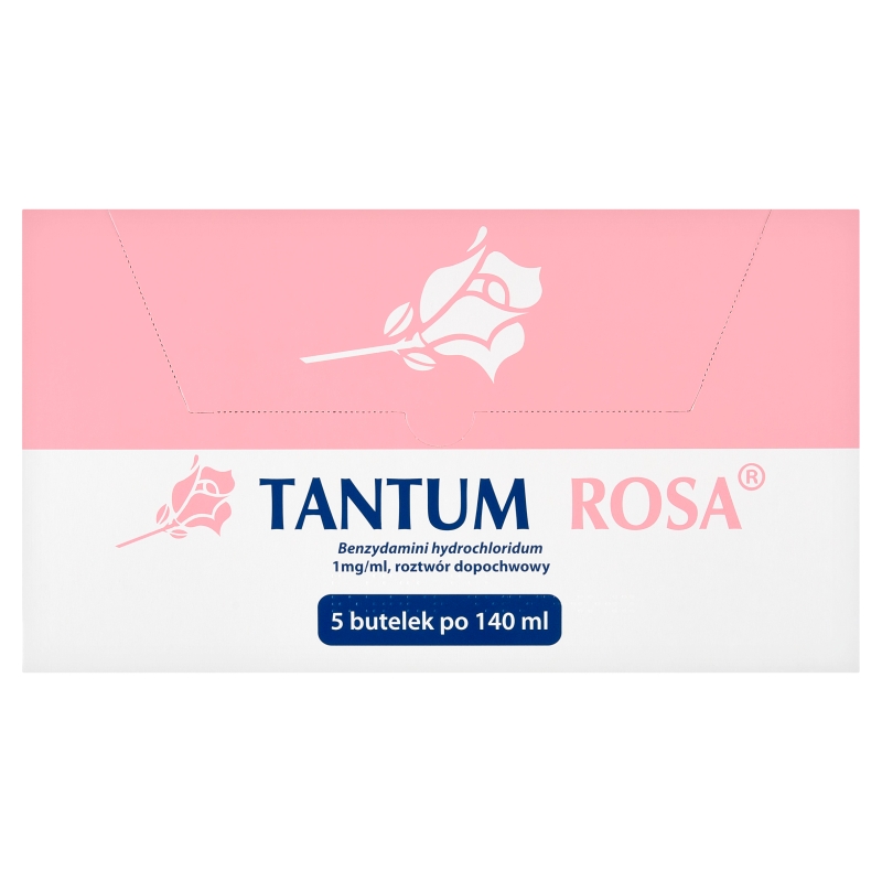 Tantum Rosa roztwór dopochwowy na objawy infekcji i podrażnienia intymne,  5 buteleczek x 140 ml