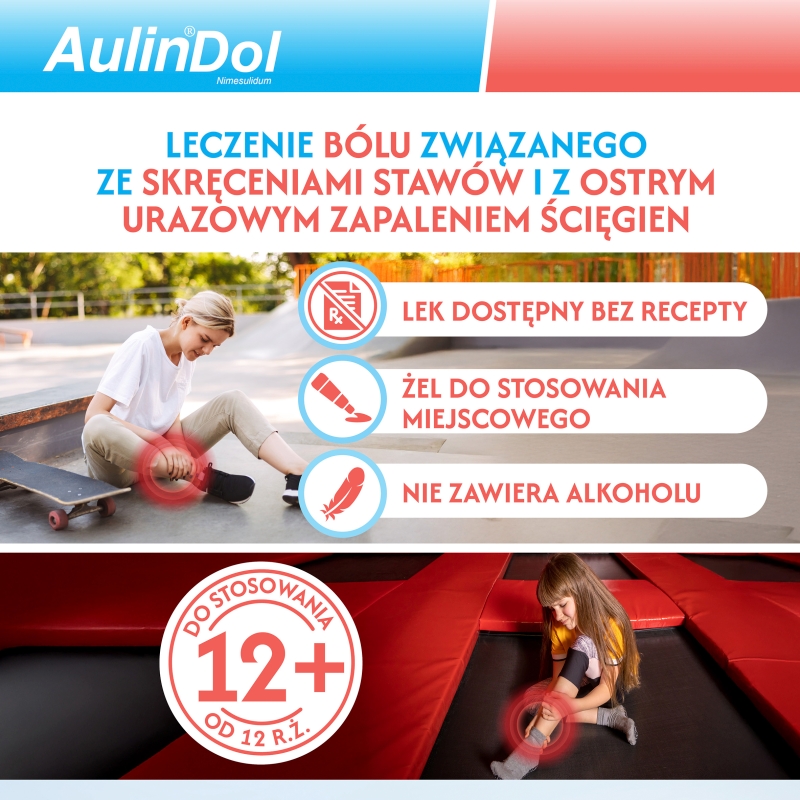 AulinDol, żel na ból przy skręceniu stawów i przy urazowym zapaleniu ścięgien, 50 g